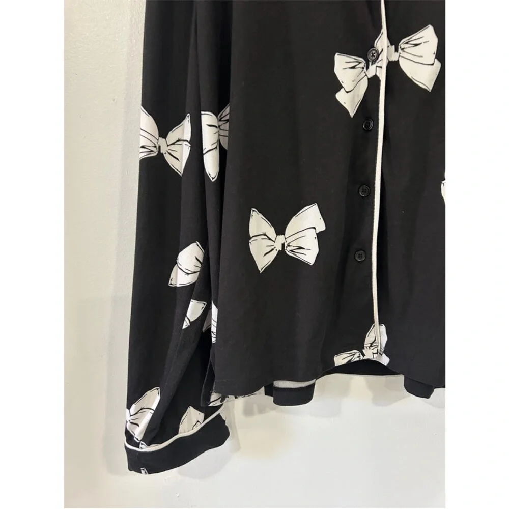 Kate Spade Bow Pajama Top Black Top XL - Picture 6 of 8